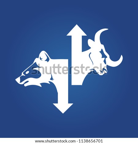 stock market symbol. bullish stock market, investment symbol. bear stock market, investment symbol.