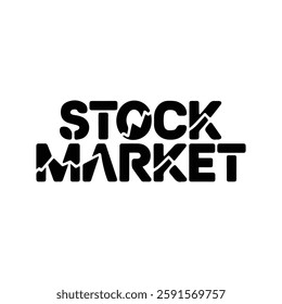 Stock Market Text Typography Vector Template Illustration Background with Financial Growth Chart and Trading Analysis for Business and Investment Planning