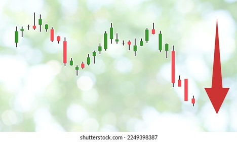 Stock market trading candlestick chart exchange. Stock broker monitor economic graph with diagrams. Candlestick strategy indicator with bullish and bearish engulfing pattern is a style of financial.