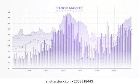 Stock market trading chart on a white paper background. Business growth data, yield curves, bond data, and upward-sloping graph. Economy illustration concepts