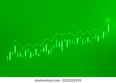 Stock Market Trading Chart On Green Background. Business Wallpaper. Finance Banner. Graph. Vector Illustration