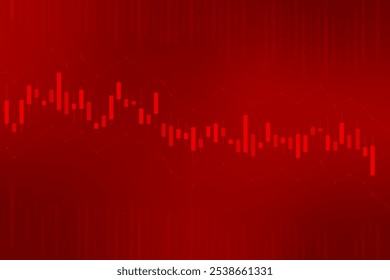 Gráfico De Negociación Del Mercado De Valores Sobre Fondo Rojo Oscuro Con Luz Brillante. Fondo de pantalla de negocios. Candelero. Anuncio de Finanzas. Gráfico. Ilustración vectorial