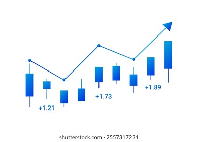 Stock Market Trading Chart On White Background. Wallpaper. Finance Banner. Graph. Vector Illustration