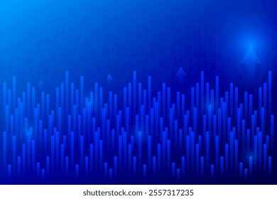 Stock Market Trading Chart On Dark Blue Background With Glowing Light. Finance Wallpaper. Finance Banner. Graph. Vector Illustration