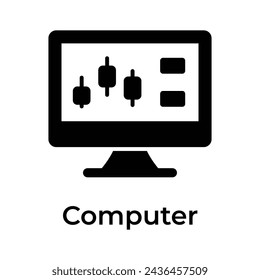 Stock market, trading dashboard icon, vector of computer monitor in modern style