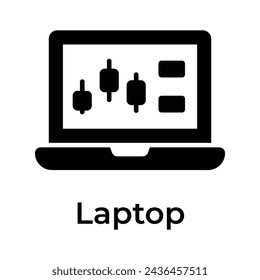 Stock market, trading dashboard icon, vector of laptop in modern style