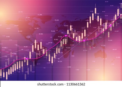 Stock market or trading graph chart suitable for financial investment concept. Economy trends background for business idea. Abstract finance background. Vector illustration