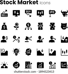 Stock market trading icon set
