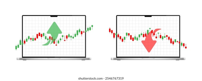 Stock market trading. Trading illustration. Stock market candlesticks. Candlestick graph. Trading