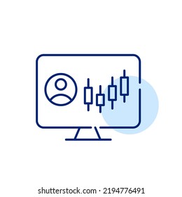 Stock market trading personal account. Pixel perfect, editable stroke line art icon