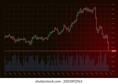 Stock market trading technical analysis bar chart fall. Business exchange candlestick graph downtrend. Crisis economy and investment loss graph. Trader financial index crash banner. Black background