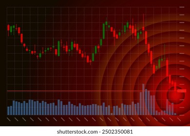 Stock market trading technical analysis bar chart fall. Business candlestick graph exchange down trend. Crisis economy and investment loss graph. Trader financial index crash concept. Money losing eps