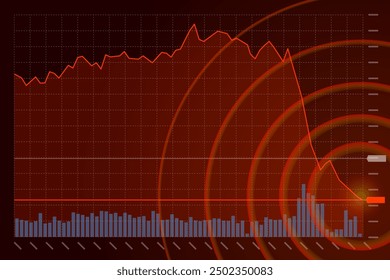 Stock market trading technical analysis bar chart fall. Business exchange graph downtrend. Crisis economy and investment loss graph. Trader financial index crash concept. Money losing eps banner