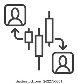 Stock Market Trading vector buying and selling concept icon or symbol in thin line style