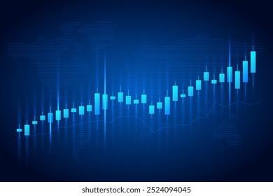 linhas de tendência do mercado de ações em um fundo azul escuro, simbolizando o crescimento financeiro.