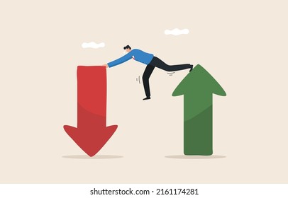 Stock Market Uncertainty And Volatility. Downtrend Or Uptrend. Investment Risk. Investors Try To Maintain A Balance Between Up And Down Arrows.