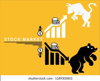 Stock Market Ups And Down With Bulls And Bear