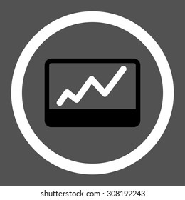 Stock Market vector icon. This flat rounded symbol uses black and white colors and isolated on a gray background.