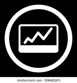 Stock Market vector icon. This flat rounded symbol uses white color and isolated on a black background.