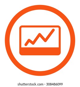 Stock Market vector icon. This flat rounded symbol uses orange color and isolated on a white background.