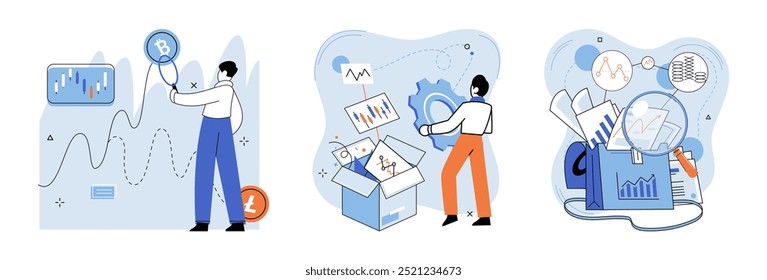 Börse. Vektorgrafik. Die Analyse der Börsendaten ist für fundierte Investitionsentscheidungen von entscheidender Bedeutung Der Börsencrash von 1929 hatte erhebliche Auswirkungen auf die Weltwirtschaft Währung