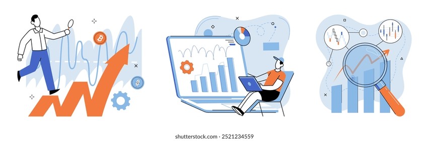 Stock market. Vector illustration. Currency exchange rates play vital role in international business and stock market investments Marketing strategies are essential for promoting businesses