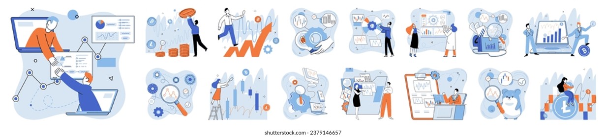 Stock market. Vector illustration. Trading in stock market involves executing buy and sell orders based on market conditions Price analysis is key aspect stock market investing, helping investors