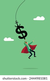 Stock market volatility and fluctuation, Investment risk, risky investment, The investor is hanging and being thrown following the fluctuations of the currency market