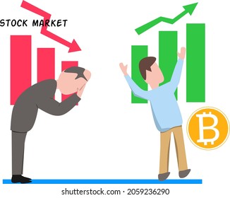 Ilustración del mercado de valores frente a bitcoin