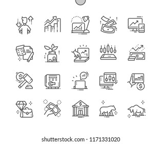 Stock Market Well-crafted Pixel Perfect Vector Thin Line Icons 30 2x Grid for Web Graphics and Apps. Simple Minimal Pictogram