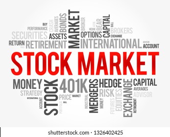 Stock Market word cloud collage, business concept background
