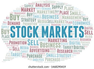 Stock Markets word cloud. Vector made with text only