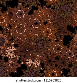 - stock. Nice background. Abstract doodles pattern. Seamless Cute fabric pattern. Vector illustration. Brown, black and beige on colors.