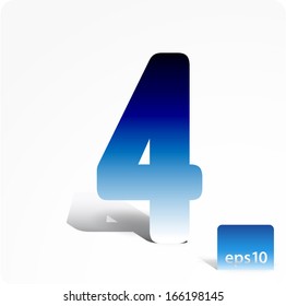 Stock number 4 (four) standing vertically with shadows. 3d. Eps10.