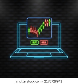 Stock online trading. Technical analysis candlestick chart. Stock exchanges index.