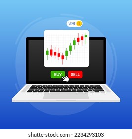 Stock online trading. Technical analysis candlestick chart. Stock exchanges index