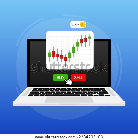 Stock online trading. Technical analysis candlestick chart. Stock exchanges index