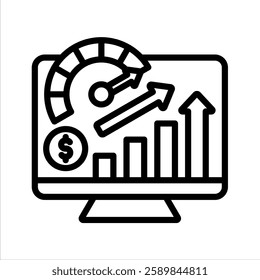 Stock Performance Line Vector Illustration On White Background.
