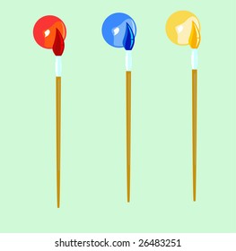 Stock photo: an image of three brushes with three colors