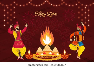 A stock photo showcasing the joy and energy of a Lohri celebration, with people gathered together to celebrate the harvest festival