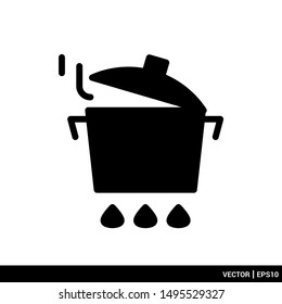 Stock pot icon. Pan Icon. Sauce pan icon. Boiled pot. Kitchen utensils vector illustration logo template. EPS 10