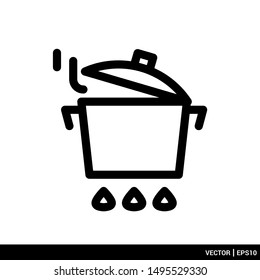 Stock pot icon. Pan Icon. Sauce pan icon. Boiled pot. Kitchen utensils vector illustration logo template. EPS 10