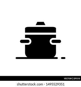 Stock pot icon. Pan Icon. Sauce pan icon. Boiled pot. Kitchen utensils vector illustration logo template. EPS 10