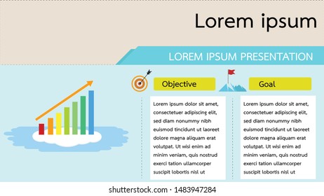 ฺBoard stock presentation with objective and goal for result of general.