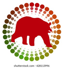 stock red bear icon logo with cycle color green to red design for investment market.vector illustration.