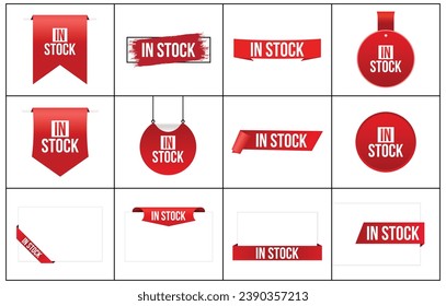 In Stock red vector banner illustration isolated on white background