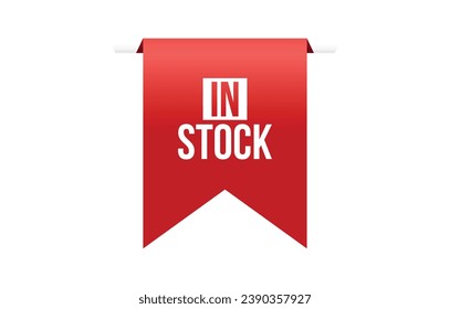 In Stock red vector banner illustration isolated on white background
