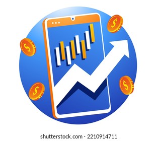 Stockbericht-Diagramm in der Smartphone-App