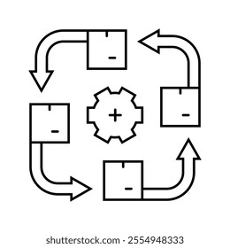 stock rotation logistic manager line icon vector. stock rotation logistic manager sign. isolated contour symbol black illustration