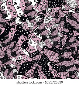 - stock. Seamless Cute fabric pattern. Vector design. Pattern black, neutral and white on colors. Abstract doodles pattern. It can be used on mug prints, baby apparels, wallpaper, wrapping boxes etc.